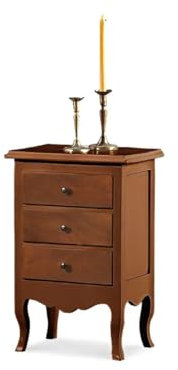 Mar.c.a. Design - Mesita de noche vintage de 3 cajones con patas en forma de cebolla 43 x 32 x 64 cm - Mueble Arte Povera de madera Made in Italy