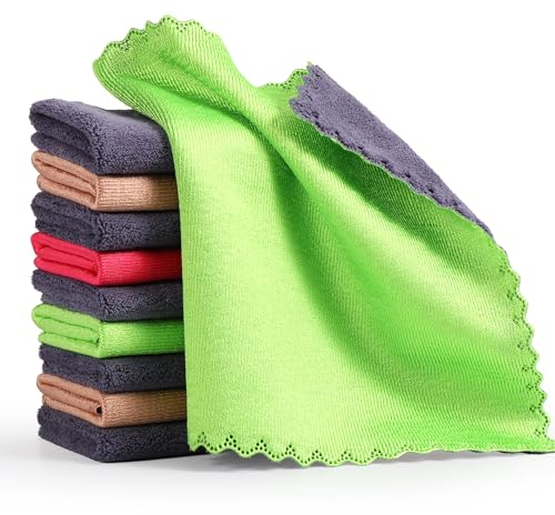 Diboniur Panni Microfibra Doppia Faccia, 10 Pezzi Panno in Microfibra Magico, Pezze per Pulire Stracci Microfibra, Panni Microfibra per Auto Cucina Vetri, Panni per la Pulizia in Microfibra, 25x25 cm