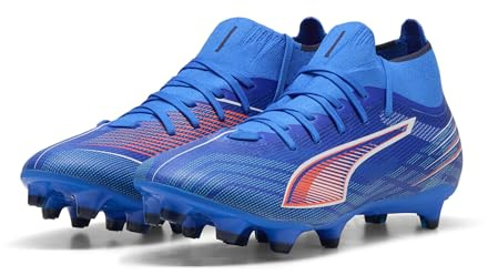 PUMA Ultra 6 Match+ FG/AG WN's Zapatos de fútbol para Mujer, Ultra Blue Puma White Glowing Red, 38.5 EU