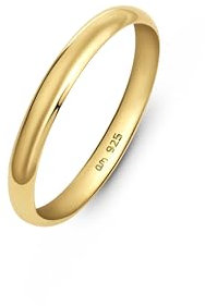 Amberta Hochzeitsringe Silber 925 aus Vergoldet | Hochzeitsring Herren Silber | Ring Vergoldet Damen | Hochzeit Ringe Gold: Dünner Goldring Damen Ringgröße 51.2