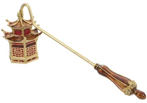 IMIKEYA Apagavelas Metálico Vintage con Mango Largo, Extintor Manual para Velas Cilíndricas Té, Apagador Seguro con Cuchara para Mecha, Accesorio para Uso Hogar, Diseño Dorado