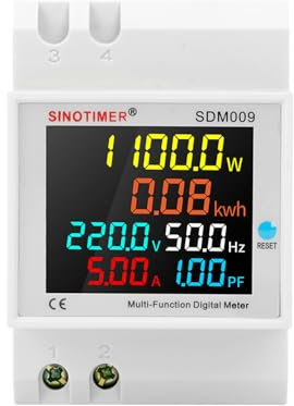 6IN1 Single Phase Energy Meter Din Rail Electricity Usage Monitor AC 40-300V 100A Voltmeter Ammeter Watt Kwh Frequency Power Meter Built-in CT 230V