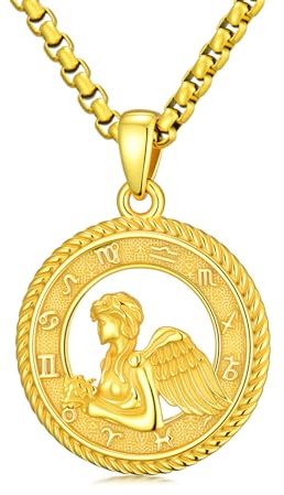 PARYFO Collier avec pendentif 12 signes du zodiaque en argent sterling 925 oxydé/or - Chaîne astrologique - Cadeau d'anniversaire pour homme et femme - Avec chaîne en acier inoxydable, 22MM, Argent