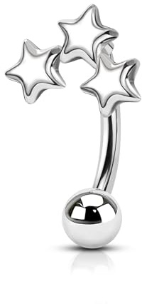 Agrewd Minimalist Stern Rook Augenbrauen Piercing Silber 8mm Helix Knorpel Piercing 316L Chirurgenstahl 16G Conch Tragus Ohrringe für Frauen Männer