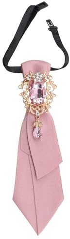 GHTIYLP Rhinestone Ties for Women Adjustable Womens Tie with Crystal Pre-Tied Necktie for Women Girls Ladies School Daily (Pink)