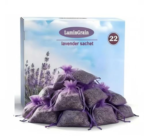 Lavendel Duftsäckchen – 22x Echter Getrockneter Lavendel – Starker Mottenschutz für Kleiderschrank, Schubladen & Auto – Intensiver Natürlicher Duft