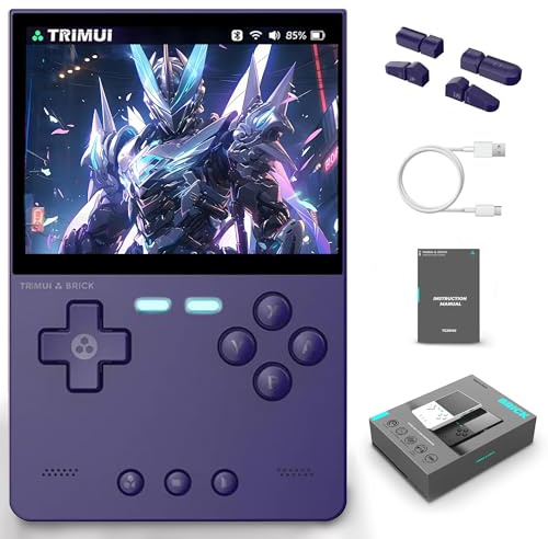 TRIMUI Brick Retro Console di gioco portatile 13000+ giochi, emulatore di gioco video arcade portatile da 3,2 pollici per regali, 3000 mAh Supporto battaglia di rete, wireless (purple-128g)