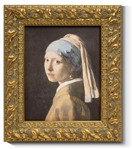 Solid Wood Frame for 8x10 Canvas Paintings, Finished Antique Ornate Retro Gold Canvas Frames for Oil Painting Art Prints, for Home Living Room Wall Decor (Empty Frame Only, No Backboard and Glass)