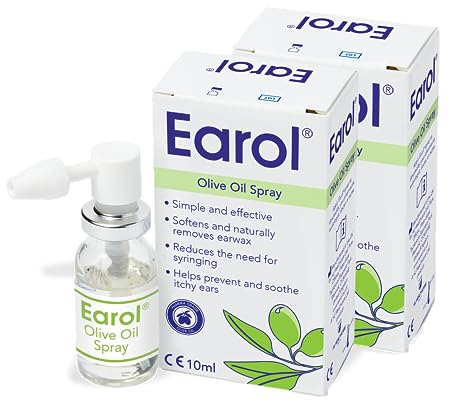 Earol Olive Oil Ear Wax Removal Spray, Clinically Proven, Reduces Need for Syringing, Metered Dose, 2 Pack of 10ml Oil Spray Bottle