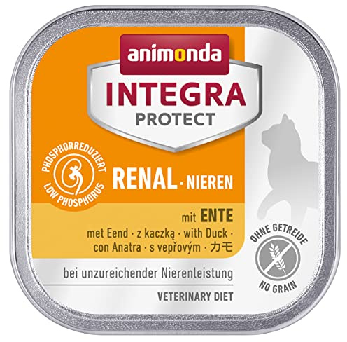 Integra Protect reins pour chat d’animonda, nourriture humide en cas d’insuffisance rénale chronique, au canard, 16 x 100 g