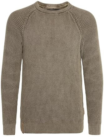 Indicode IDRockford Herren Pullover Strickpullover Grobstrick Pullover mit Rundhals-Ausschnitt Rippbündchen 100% Baumwolle Regular fit, Größe:XL, Farbe:Dark Olive (644)