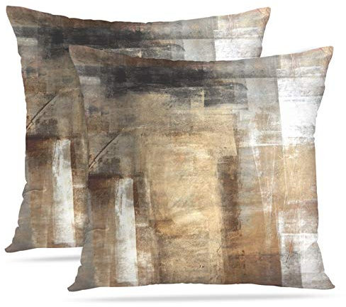 Britimes 2er Set Kissenbezüge Dekokissen Deko Kissenhülle Deko 50x50 cm Sofakissen Taupe Braun Beige