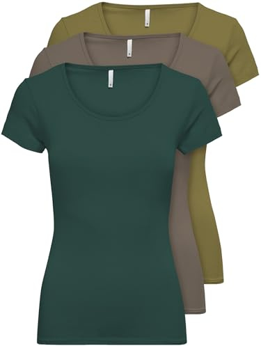 ONLY 3er Pack Damen T-Shirt 15209153 Farb Mix 10-S