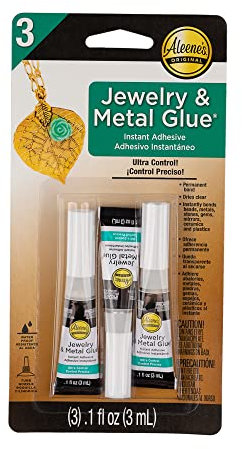 Craft County Colle pour bijoux et métal - Adhésif instantané sans goutte - Étanche pour réparation de colliers, bracelets, boucles d'oreilles - Lot de 3