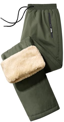 UMIPUBO Pantaloni da Jogging Uomo Foderato in Pile Pantaloni Tuta Invernali Jogger Sportivi Termici Lunghi Pantaloni con Tasche Caldo Elastico Vita con Coulisse Trousers Fitness Corsa Sci (Verde, XXL)