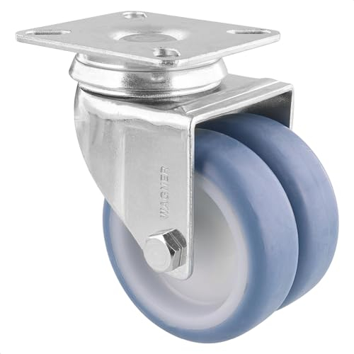 WAGNER 03157701 - Rueda doble (diámetro: 75 mm, altura de 100 mm, acero galvanizado, placa atornillable de 65 x 75 mm, capacidad de carga 100 kg)