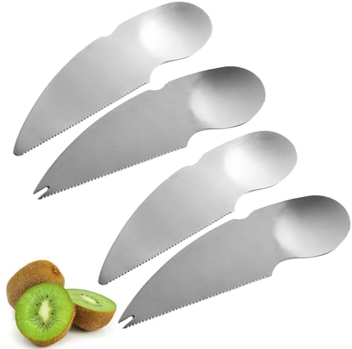 Cucchiaio Splitter,Kiwi Acciai Inossidabili Spoon,Kiwi Cucchiaino,Fruit Peeler Cutter,Cucchiaio Da Cucina Gadget,Per Tagliare Kiwi,Mele,Pompelmi,Papaya,Arance,4PC,Kiuiom