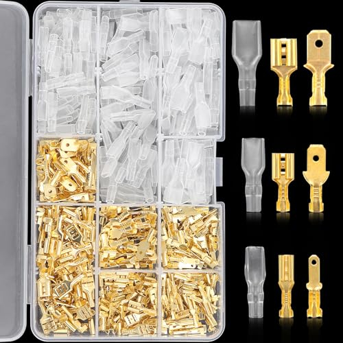 450 Stück Flachsteckhülsen Set Kabelschuhe Flachstecker 2,8 mm 4,8 mm 6,3 mm Männlich Weiblich Kabelstecker mit Isolierhülse Sortiment Kit Für Elektrische Verbindungen (450 pcs)