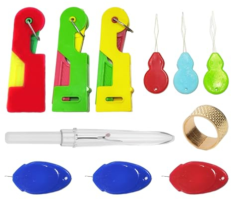 COACOM 11 Stück Nadeleinfädler, Kreuzstich-Zubehör, Häkelnadel, Tragbares Einfädelwerkzeug, Selbstfädelnde Nähnadel, Geeignet Für DIY Handnähen, Sticken, Handarbeiten