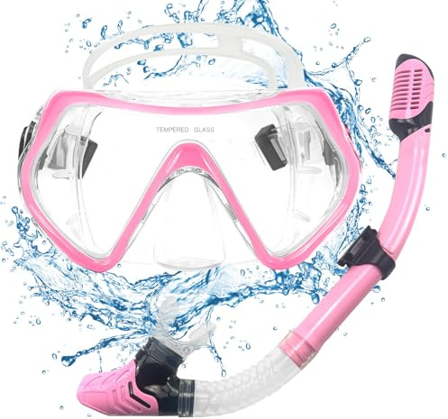POPOYU Snorkel Set Adults,Snorkeling Mask Adult,180° Panoramic Anti-Fog Snorkel Mask with Dry Top Valve,Anti-Fog Anti-Leak Scuba Snorkeling Packages for Swimming Snorkeling,Scuba Diving Swimming