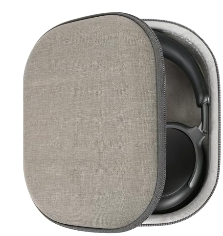 Geekria Shield Headphones Case Compatible with Bose QC Ultra, QC 45, QC 35 II, QC 25, QC 2, QC SE, Replacement Hard Shell Travel Carrying Bag with Cable Storage (Light Brown)