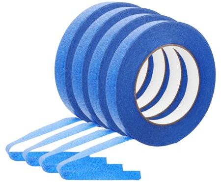 JECOMPRIS 4rolls Automotive Masking Tape Low Tack Fine Line Painters Tape for Car Edges Trim Removable Double Sided Adhesive for Painting