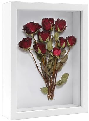 Hinapan 1 cadre photo 3D, remplissage 3D, profond, avec vitre, 5 cm de profondeur pour fleurs séchées, 20,3 x 25,4 cm, pour photos, fleurs, bricolage décoratif