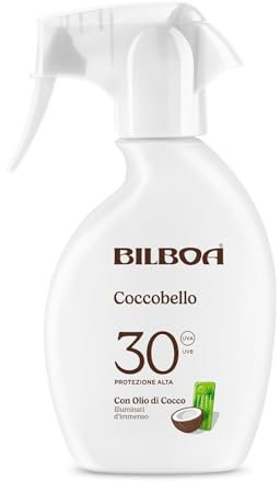 Bilboa Coccobello Trigger Solare SPF 30, con Olio di Cocco, Illuminati d’Immenso, Resistente all'Acqua, 250 ml