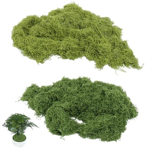 SJDOFU 200G Artificial Moss, Fake Moss, for Craft Fake Green Plants Home Garden Patio Decoration Potted Plant Centerpieces Terrariums Decor（100G Light Green+100G Dark Green）