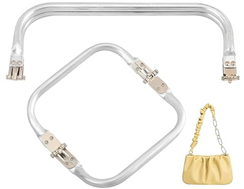 CULEO Fabricación de monederos Juego de 2 marcos para bolsos, asa de metal de 200 x 90 x 20 mm para billetera, cierre de marco para bolso en forma de U, aluminio, bisagra interior