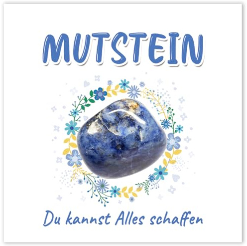 RFBEUTEL Einschulung Geschenk Glückssteine Jungen, Schulkind Mutstein 2025 Einschulungsgeschenke Geschenk Schultüte Füllung Schulanfang Glücksbringer mit Grußkarte Geschenkbox Blau
