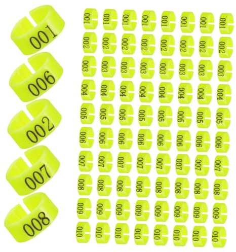 SUPVOX Bagues D'identification Numérotées Fluorescentes pour Pigeons 8mm en Plastique Robuste, Réutilisables, pour Élevage et Gestion des Volailles, Cailles et Poussins
