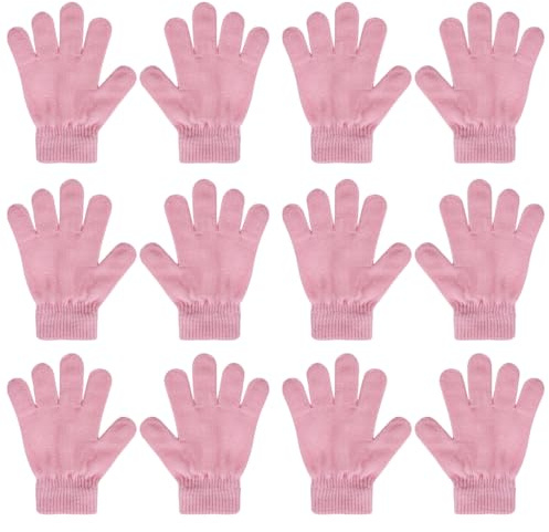 QKURT 6 st magiska stretchhandskar, hela fingrar vinter stickade magiska stretch varma handskar för 5~13 år gamla barn flickor pojkar