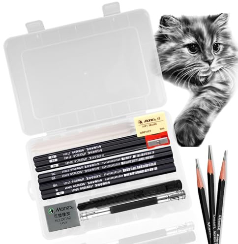 oupados Direct - Set di 24 matite da disegno, in grafite, per schizzi e schizzi (2H - 8B)