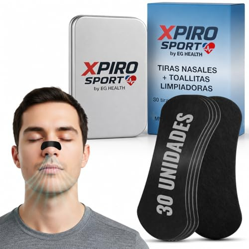 Tiras Nasales Deportivas y Antironquidos para Respirar Mejor + 30 Toallitas + Guía respiración- Running, Crossfit, Dilatador Nasal para Congestión Nasal y Dormir