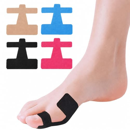 AEMCHDM 60 Cinta Kinesiologica para Hallux Valgus, Cintas Precortadas Vendaje Precortado Juanetes, Resistentes al Agua y Elásticas Kinesiology Tape Vendaje Deportivo(Azul+Morado+Tono Piel+Negro)