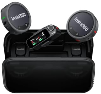 Insta360 Mic Pro (2 TX + 1 RX + laddningsfodral), trådlös minislips för iPhone/kamera/Android, videoinspelning, Vlog, Bluetooth, anpassningsbar E-Ink-skärm, 3 mikrofoner
