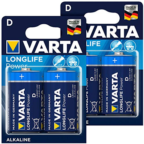 Varta Longlife Power Alkaline-Batterie, Typ Mono/D / LR20, 1,5 V, 4er-Set
