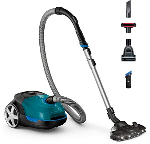Philips Performer Active Aspirateur avec Sac - Moteur 900W, Aspiration De 99,9% De La Poussière, Compartiment De 4L, Buse TriActive+ LED (FC8580/09)