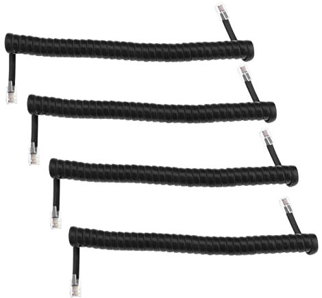 ECSiNG Lot de 4 câbles de rechange en PVC pour combiné téléphonique Noir 1,5 m