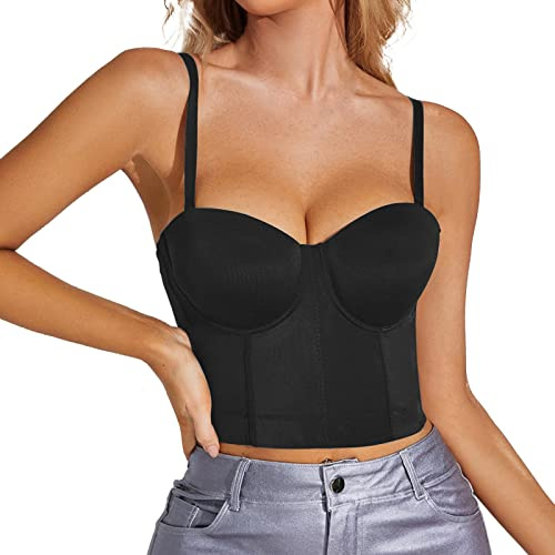 LOIJMK Corset pour femme avec corset ajusté, Noir , XXL
