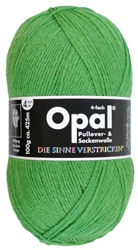 Frida's Wollhaus Opal 100 g Plain 4-Ply Sock Yarn Stockings Knitting Felt-Free Wool 35 Colours (1990 | Grass Green)