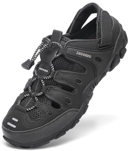 SAGUARO Trekking sandaler herr dam bekväma andningsbara sport utomhussandaler, Svart noir noir, 41 EU