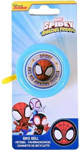 Marvel Spidey Bike Bell Kids - Childrens Bicycle Bells with Loud Clear Ring, Easy Install Universal Fitting for Handlebars on Bikes, Trikes & Scooters, Ages 3+ Safety & Style Kids Bike Accessories