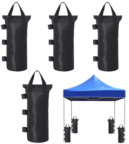 Pavillon-Gewichte, Sandsäcke, Zelt-Sandsäcke, Industriequalität, 600D-Gewichte für Pavillonbeine, Sandsäcke für alle Pop-Up-Zelte, Baldachin, Terrasse, Schwarz, 4 Stück