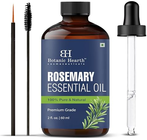 Ätherisches Rosmarinöl von Botanic Hearth (2 fl oz) | 100% rein und natürlich | Mit Glasflasche, Tropfer, Wimpern- und Augenbrauen-Applikatoren | Mehrzweck-Aromatherapieöl | Mit Monokarton