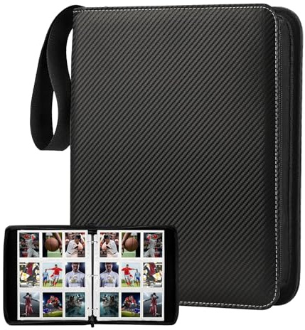 Sammelkarten Album, Sammelalbum mit 9 Fächern 50 Seiten für Karten-Organizer， bis zu 900 Karten, Karten Binder aus PU，passend für MTG Karten, Sammelkarten Fussball Sports Karten (Schwarz)