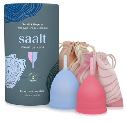 Coupe menstruelle réutilisable Saalt – Protection confortable et sans fuite jusqu'à 12 heures – Sans BPA ni latex – Comprend une coupe et un sac de transport