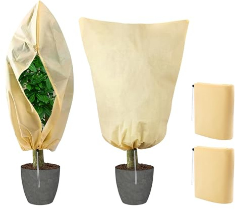 Chicpant Copertura Piante Inverno 2 Pezzi 120x180 cm Cappuccio Telo Protezione Piante Inverno con Cerniera e Corda Telo Copri Antigelo per Fioriera da Esterno Albicocca