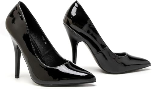 Women's Pointed Toe Stiletto Heel Pumps – Elegant Party, Club & Work Shoes UK 3-12 (Black Patent, UK Footwear Size System, Adult, Women, Numeric, Medium, 6)
